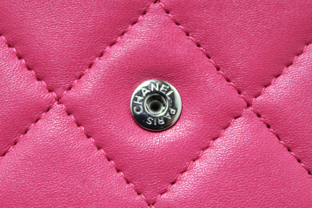 Top Quality Chanel Fuchsia Pink Quilted Lambskin Leather Wallet On Chain WOC Messenger Bag
