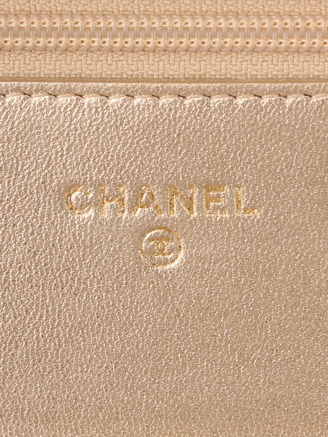 Chanel Around 2014 Made Silk Satin Mini Cc Mark Plate Wallet On Chain Black/Champagne Gold