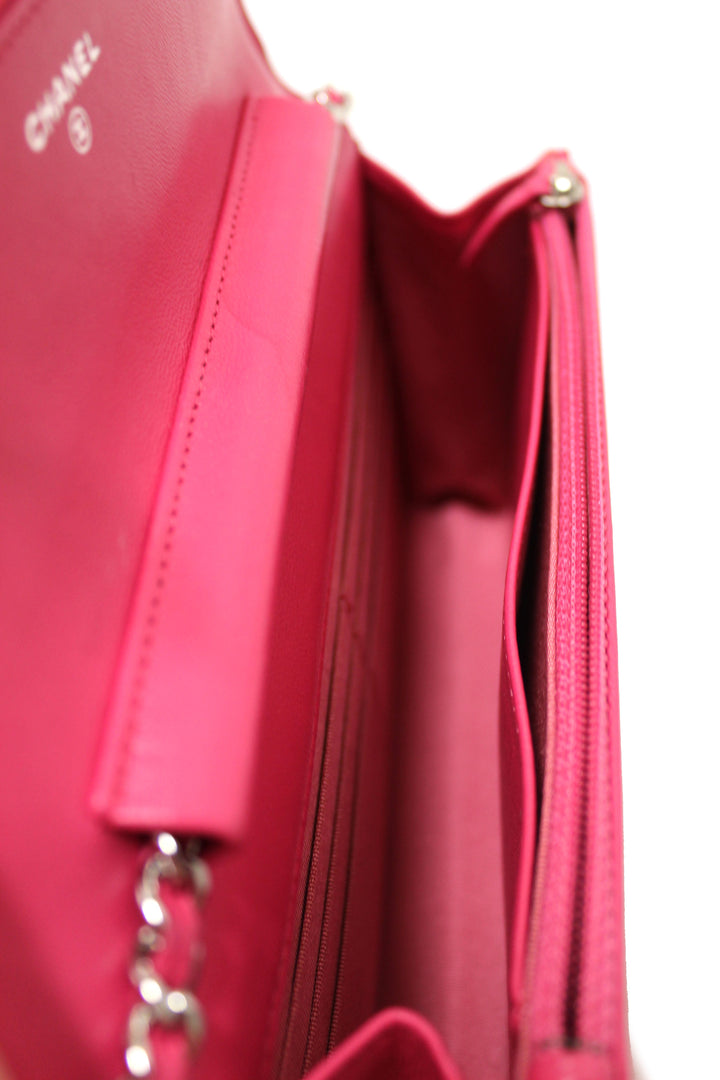 Top Quality Chanel Fuchsia Pink Quilted Lambskin Leather Wallet On Chain WOC Messenger Bag