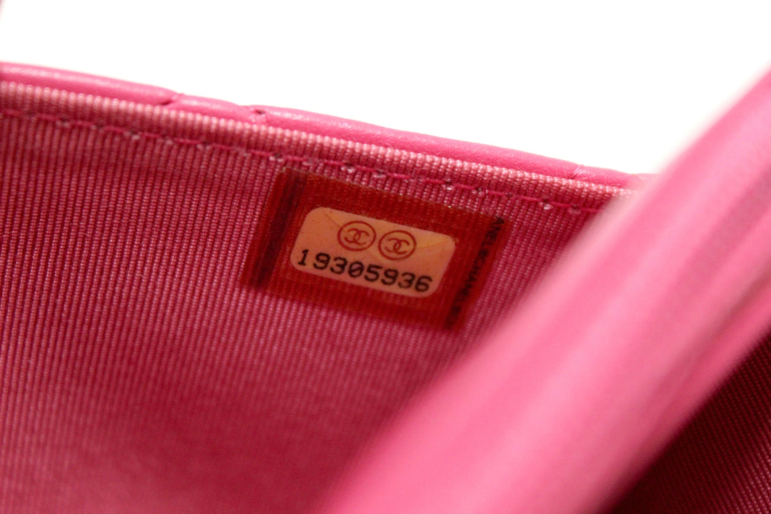 Top Quality Chanel Fuchsia Pink Quilted Lambskin Leather Wallet On Chain WOC Messenger Bag