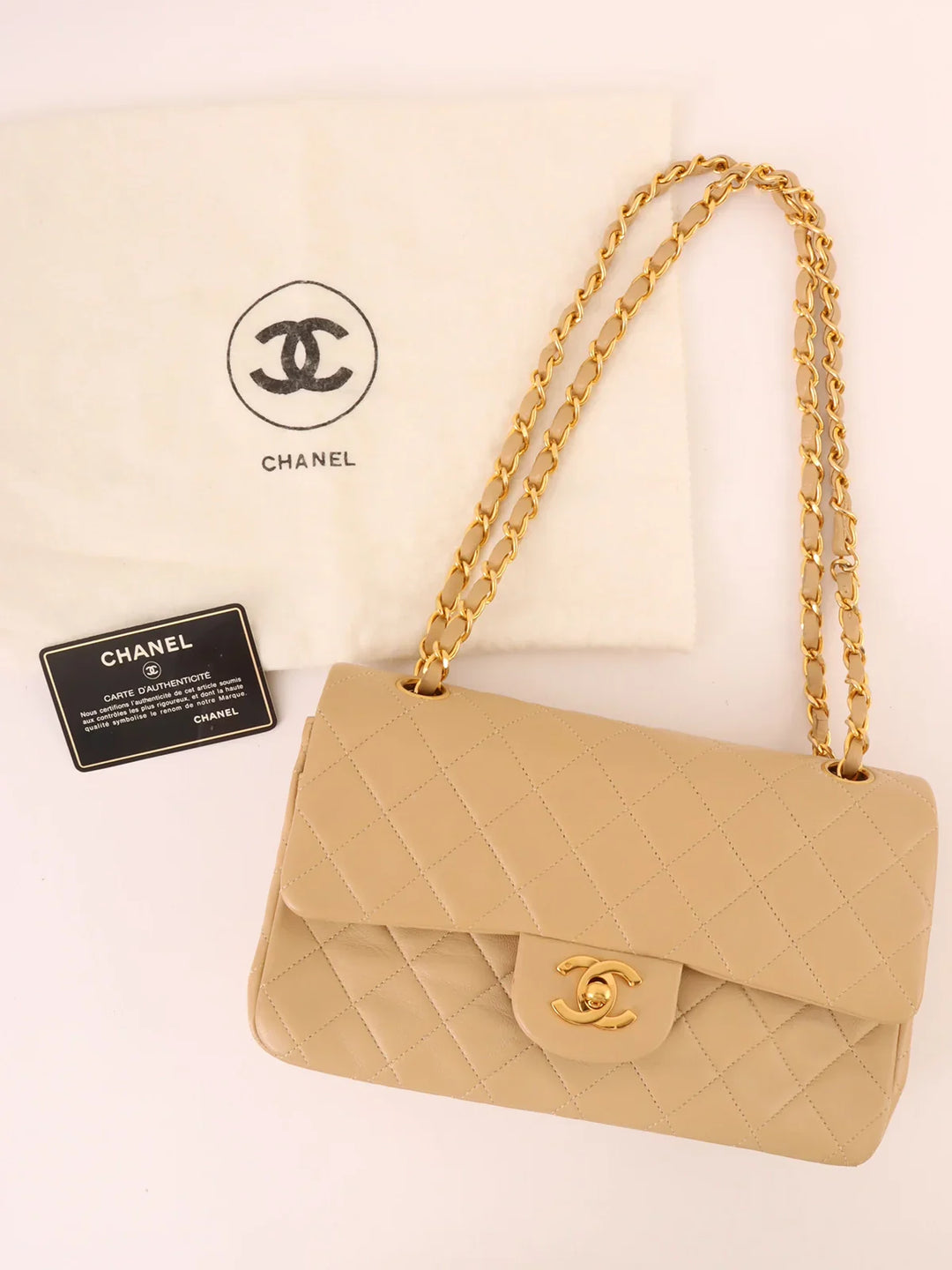 Chanel Around 2010 Made Classic New Chain Bag 23Cm Beige