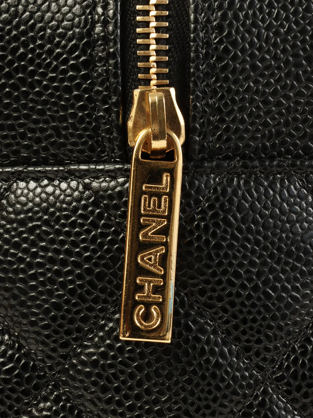 Chanel Around 2003 Made Caviar Skin Cc Mark Stitch Boston Bag Black