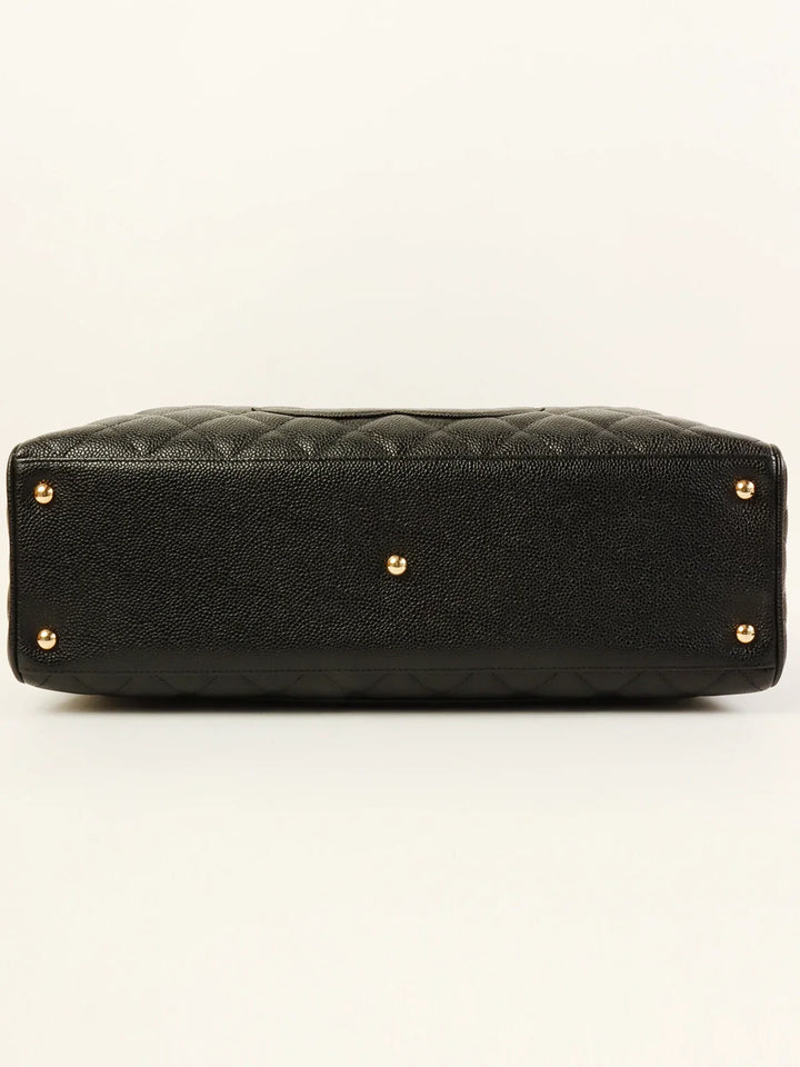 Chanel Around 2003 Made Caviar Skin Cc Mark Stitch Boston Bag Black