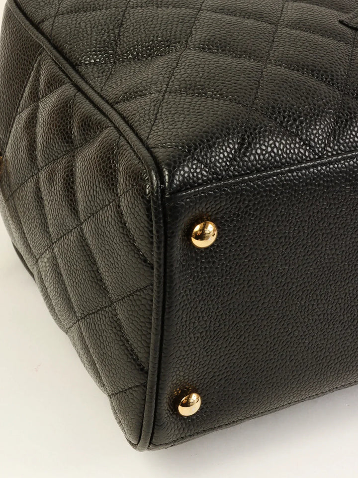 Chanel Around 2003 Made Caviar Skin Cc Mark Stitch Boston Bag Black