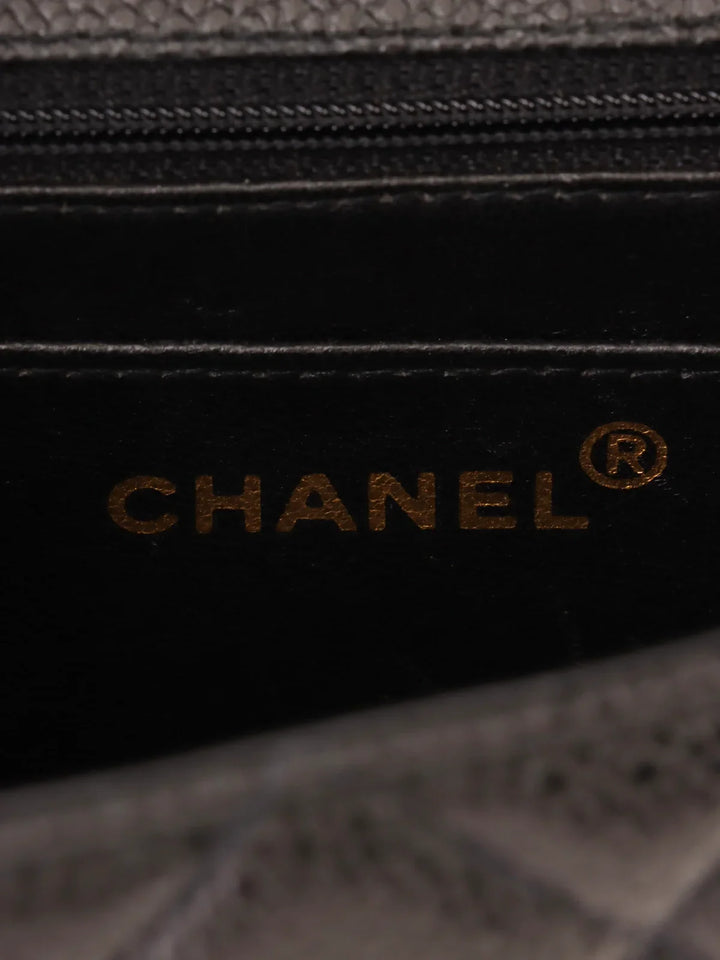 Chanel Around 1992 Made Caviar Skin Diana New Chain Bag 22Cm Black