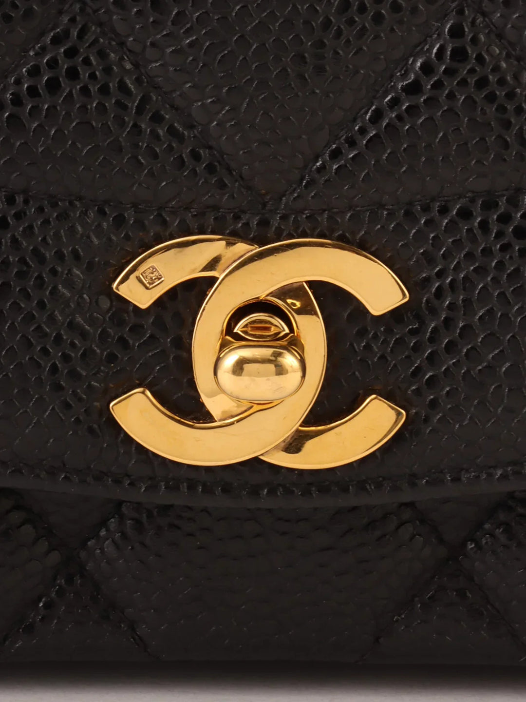 Chanel Around 1992 Made Caviar Skin Diana New Chain Bag 22Cm Black