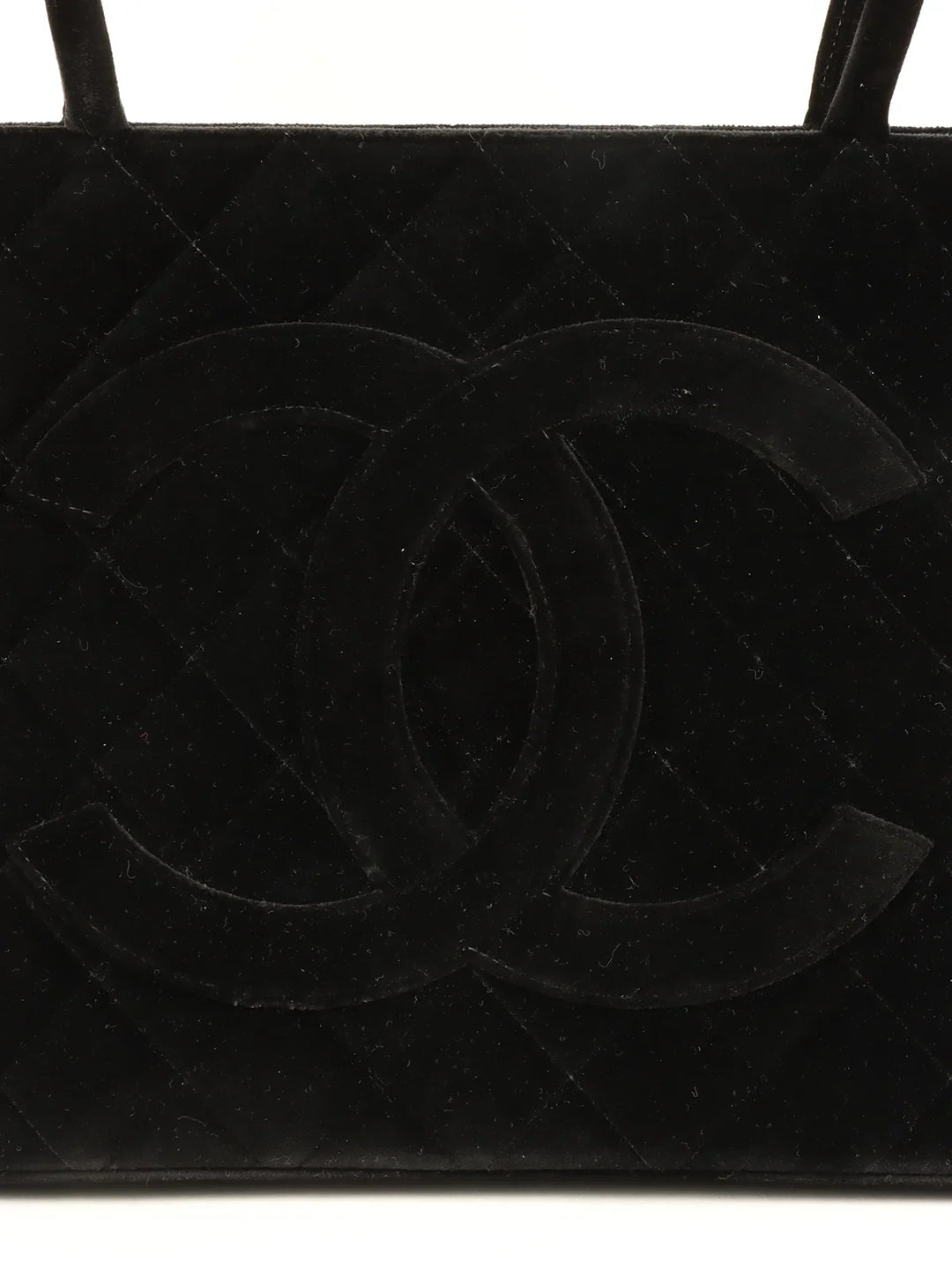Chanel Around 1998 Made Velvet Cc Mark Stitch Revival Tote Bag Black