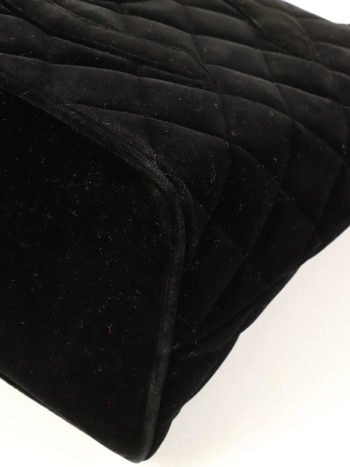Chanel Around 1998 Made Velvet Cc Mark Stitch Revival Tote Bag Black