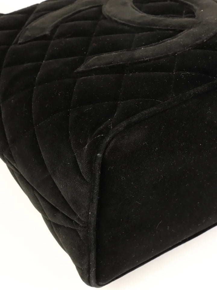 Chanel Around 1998 Made Velvet Cc Mark Stitch Revival Tote Bag Black