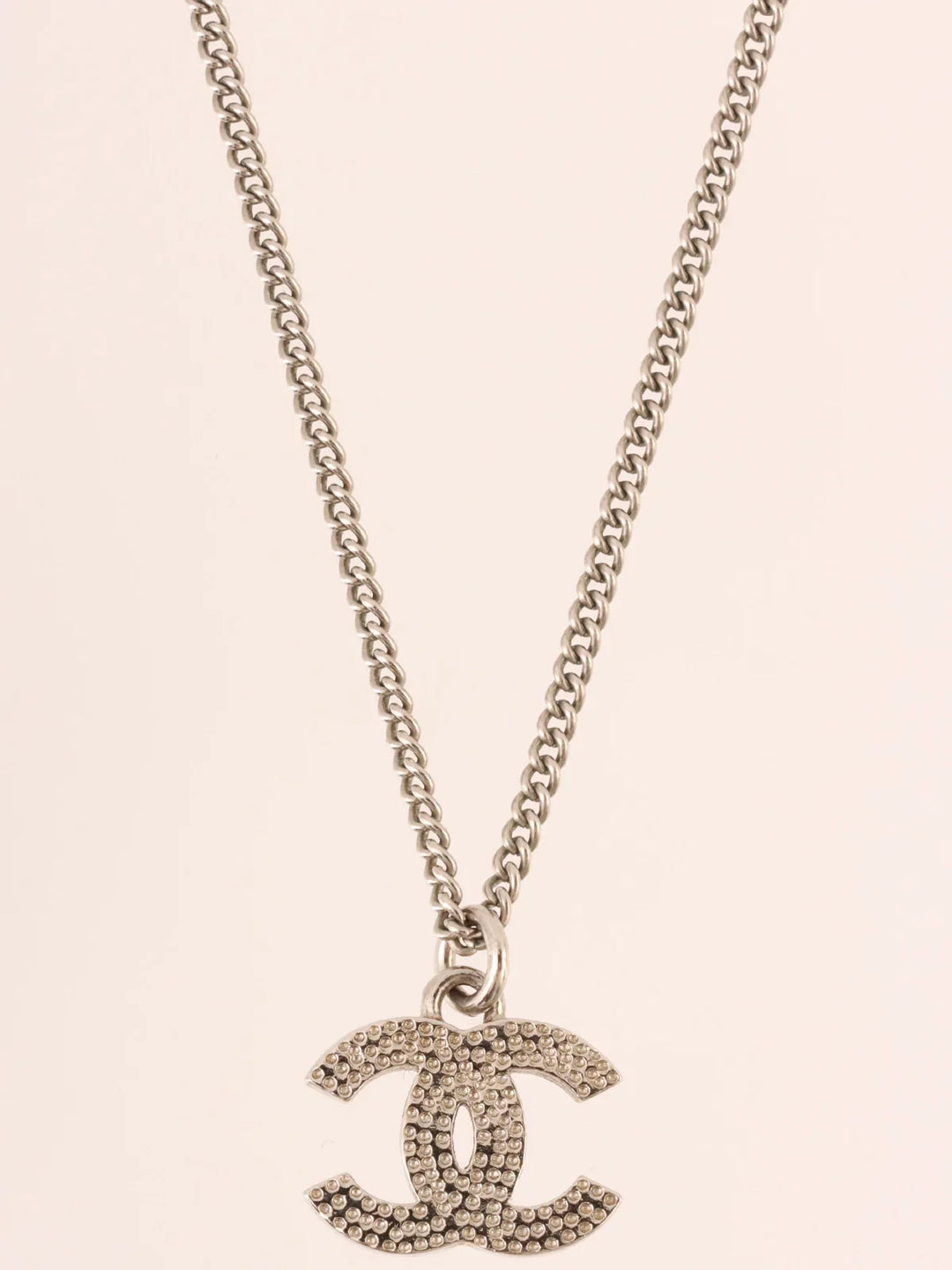 Chanel 2012 Made Rhinestone Cc Mark Necklace Silver