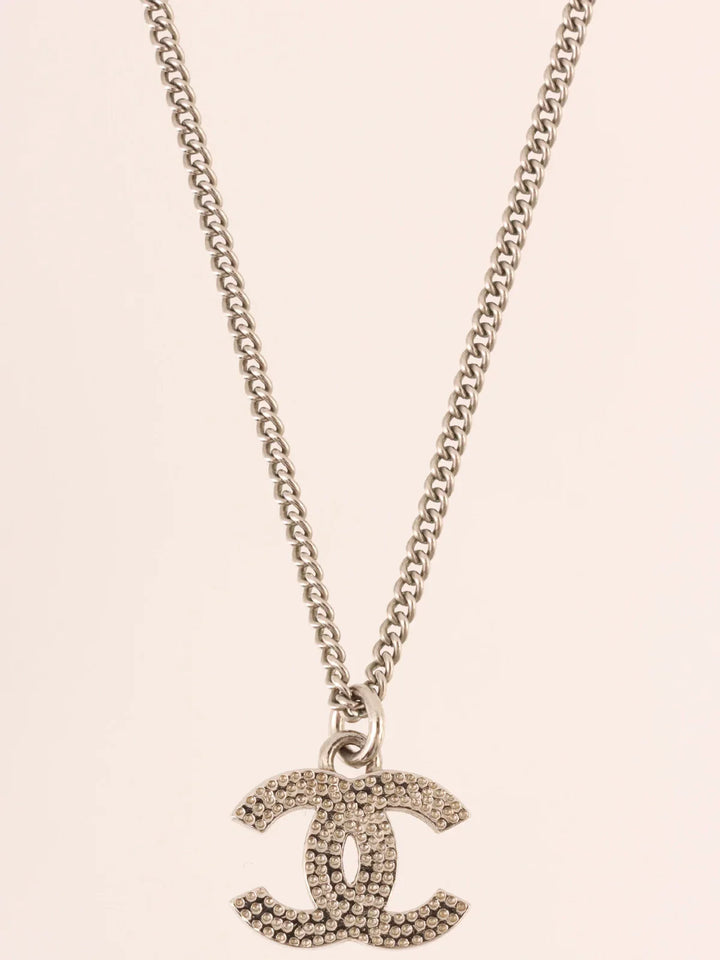 Chanel 2012 Made Rhinestone Cc Mark Necklace Silver