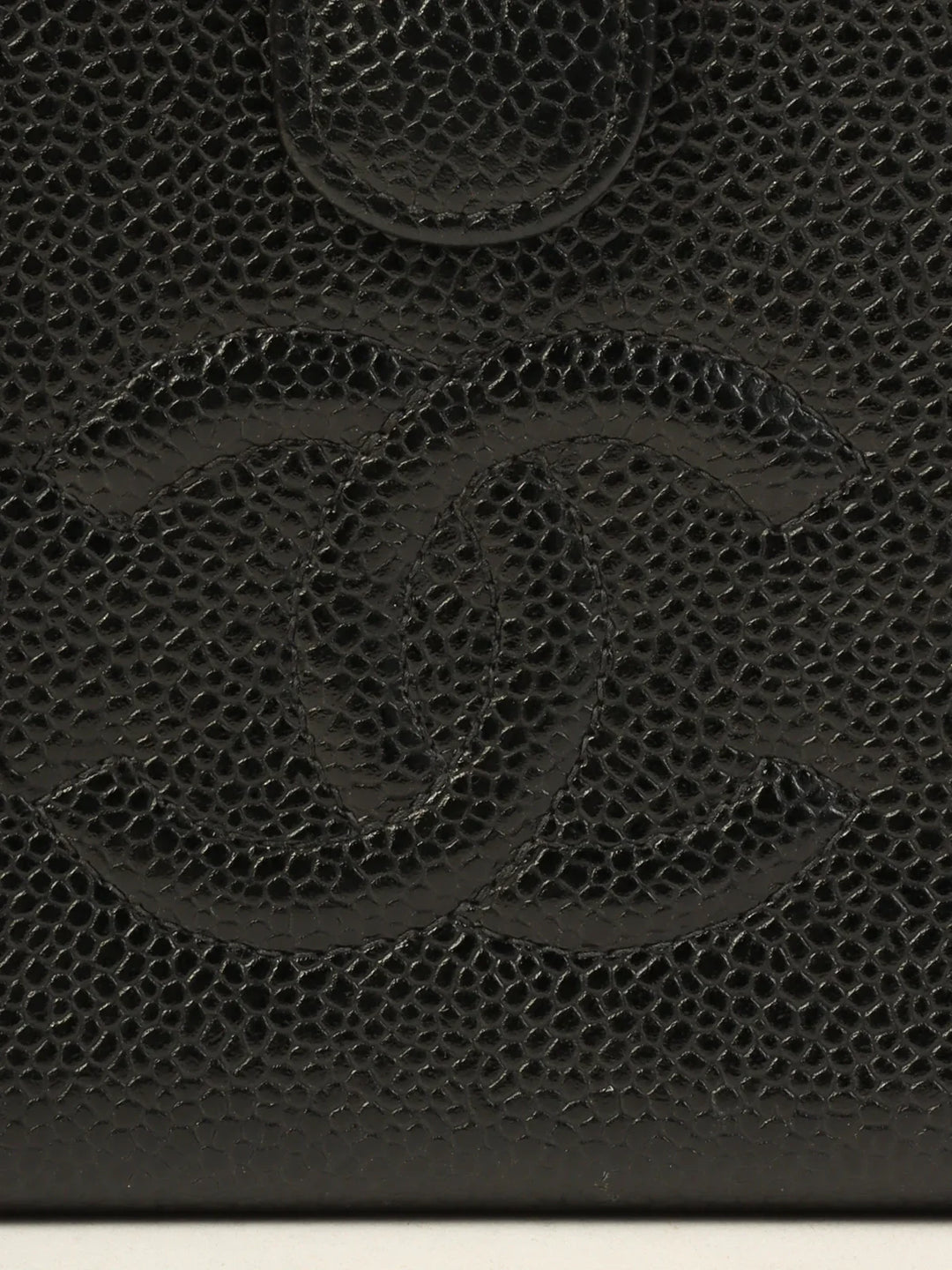 Chanel Around 2001 Made Caviar Skin Cc Mark Stitch Long Wallet Black