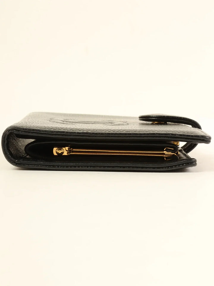 Chanel Around 2001 Made Caviar Skin Cc Mark Stitch Long Wallet Black