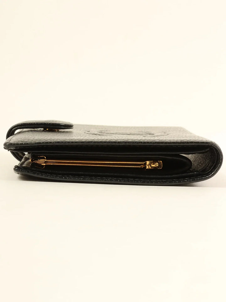Chanel Around 2001 Made Caviar Skin Cc Mark Stitch Long Wallet Black