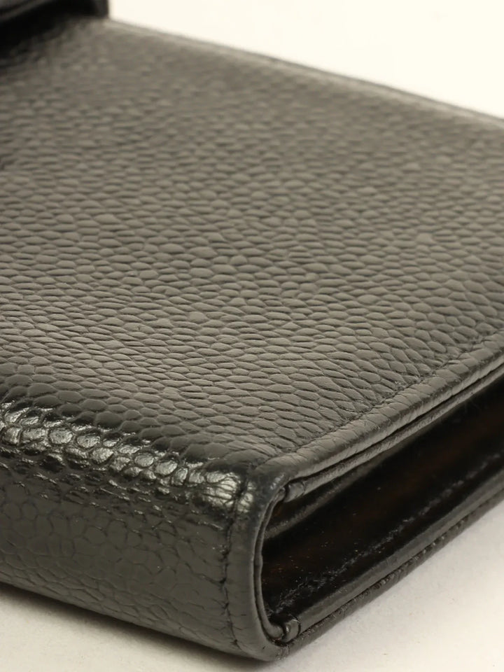 Chanel Around 2001 Made Caviar Skin Cc Mark Stitch Long Wallet Black