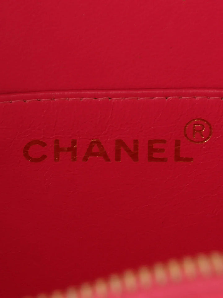 Chanel Around 1995 Made Patent Round Design Cc Mark Vanity Pink