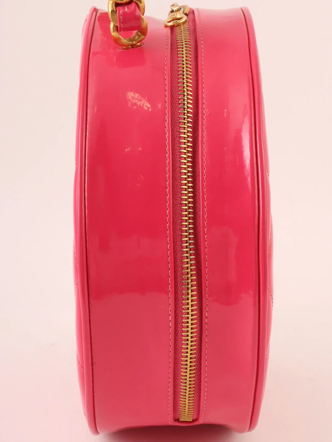 Chanel Around 1995 Made Patent Round Design Cc Mark Vanity Pink