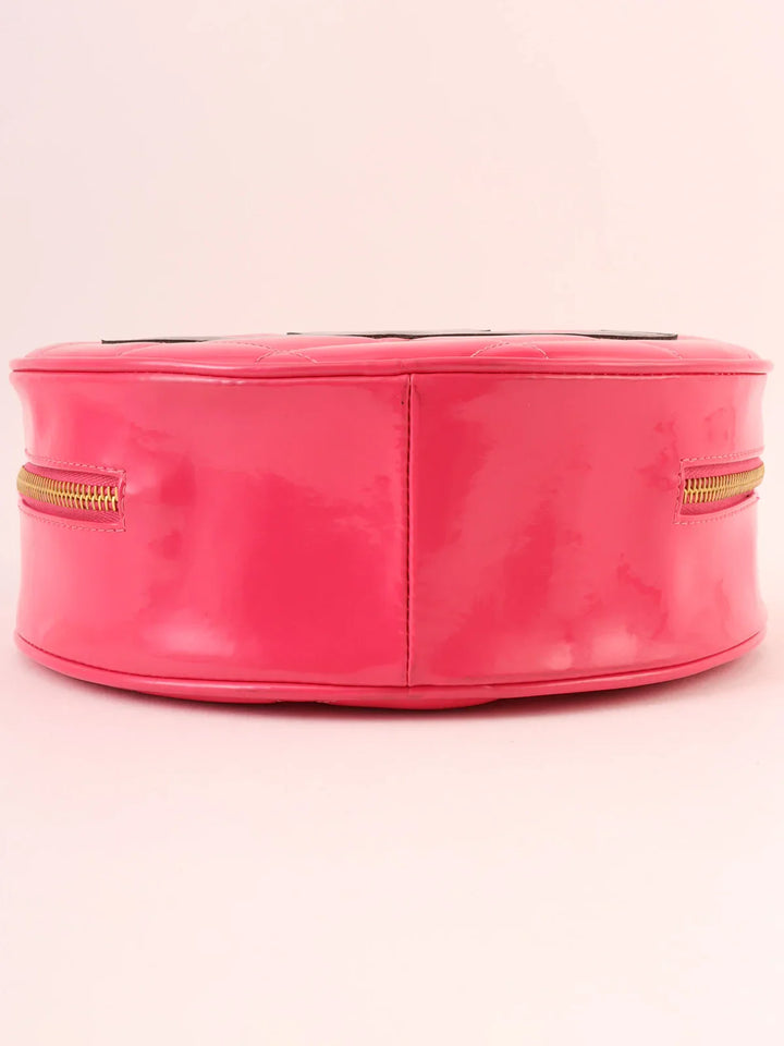 Chanel Around 1995 Made Patent Round Design Cc Mark Vanity Pink