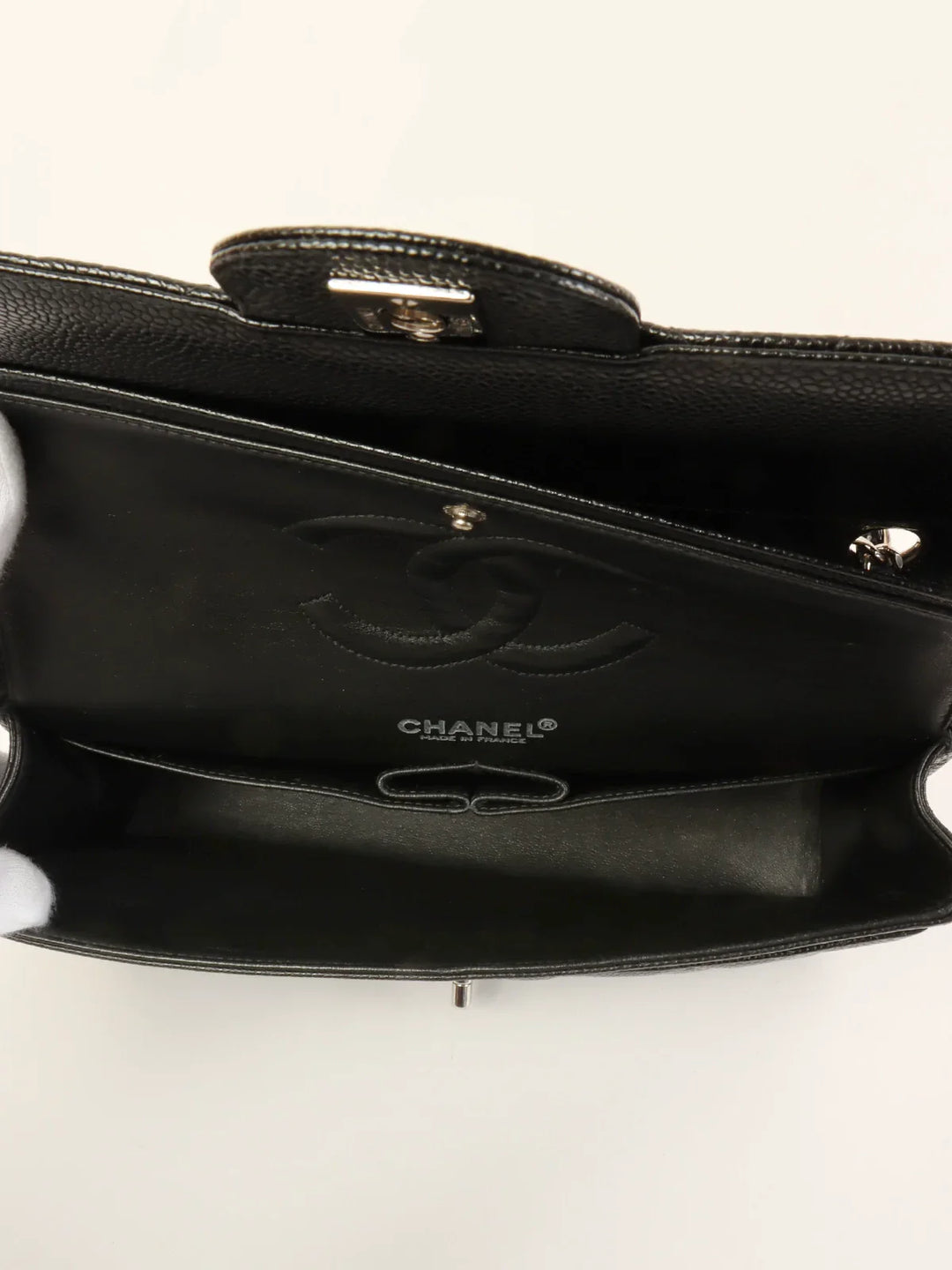 Chanel Around 2000 Made Caviar Skin Classic New Chain Bag 25Cm Black