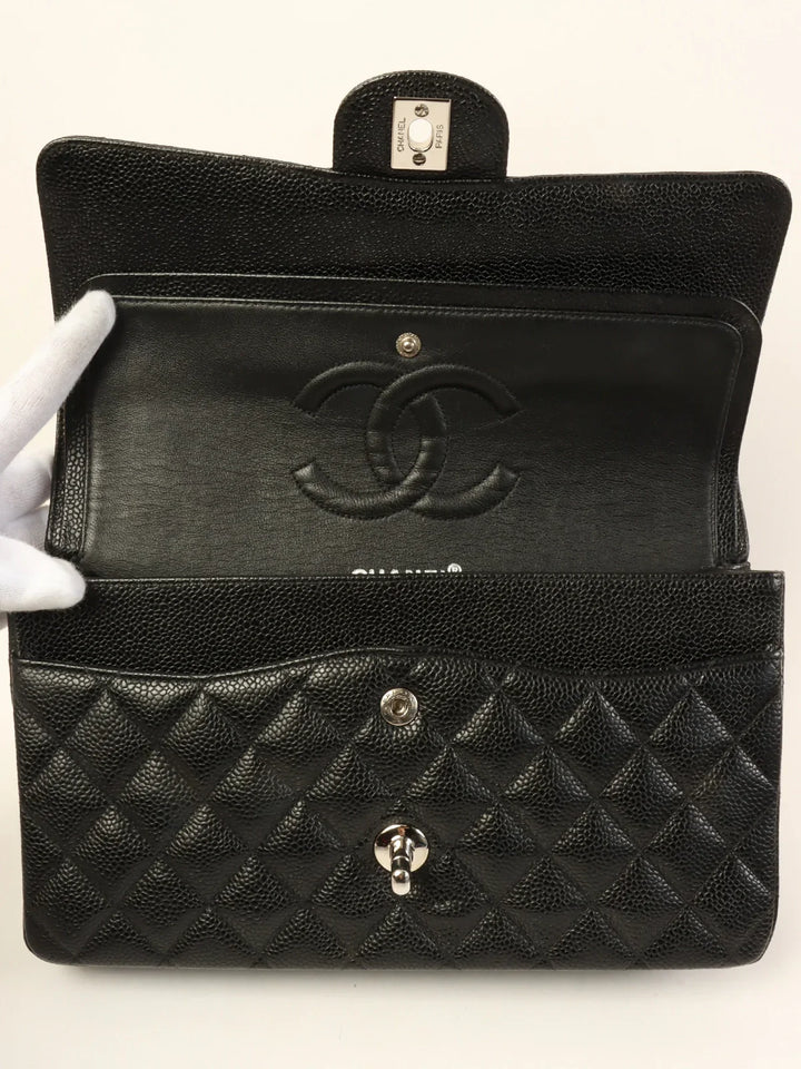 Chanel Around 2000 Made Caviar Skin Classic New Chain Bag 25Cm Black