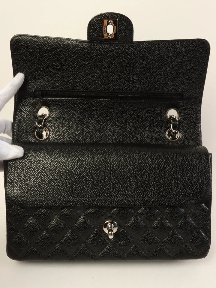 Chanel Around 2000 Made Caviar Skin Classic New Chain Bag 25Cm Black