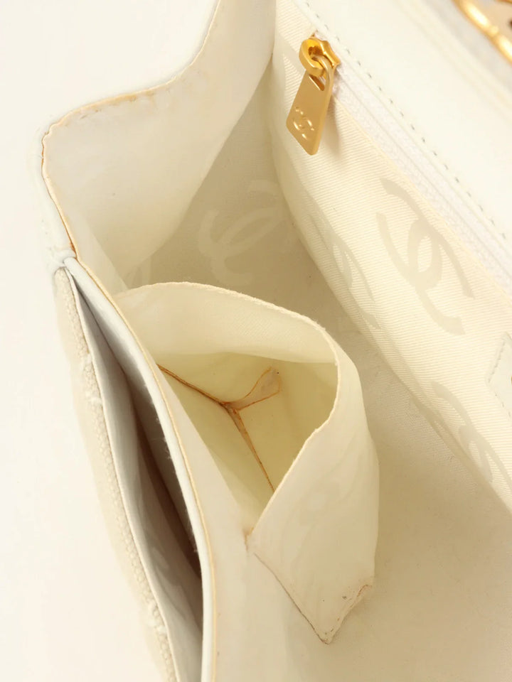 Chanel Around 2004 Made Wild Stitch Turn-Lock Top Handle Bag Ivory/White