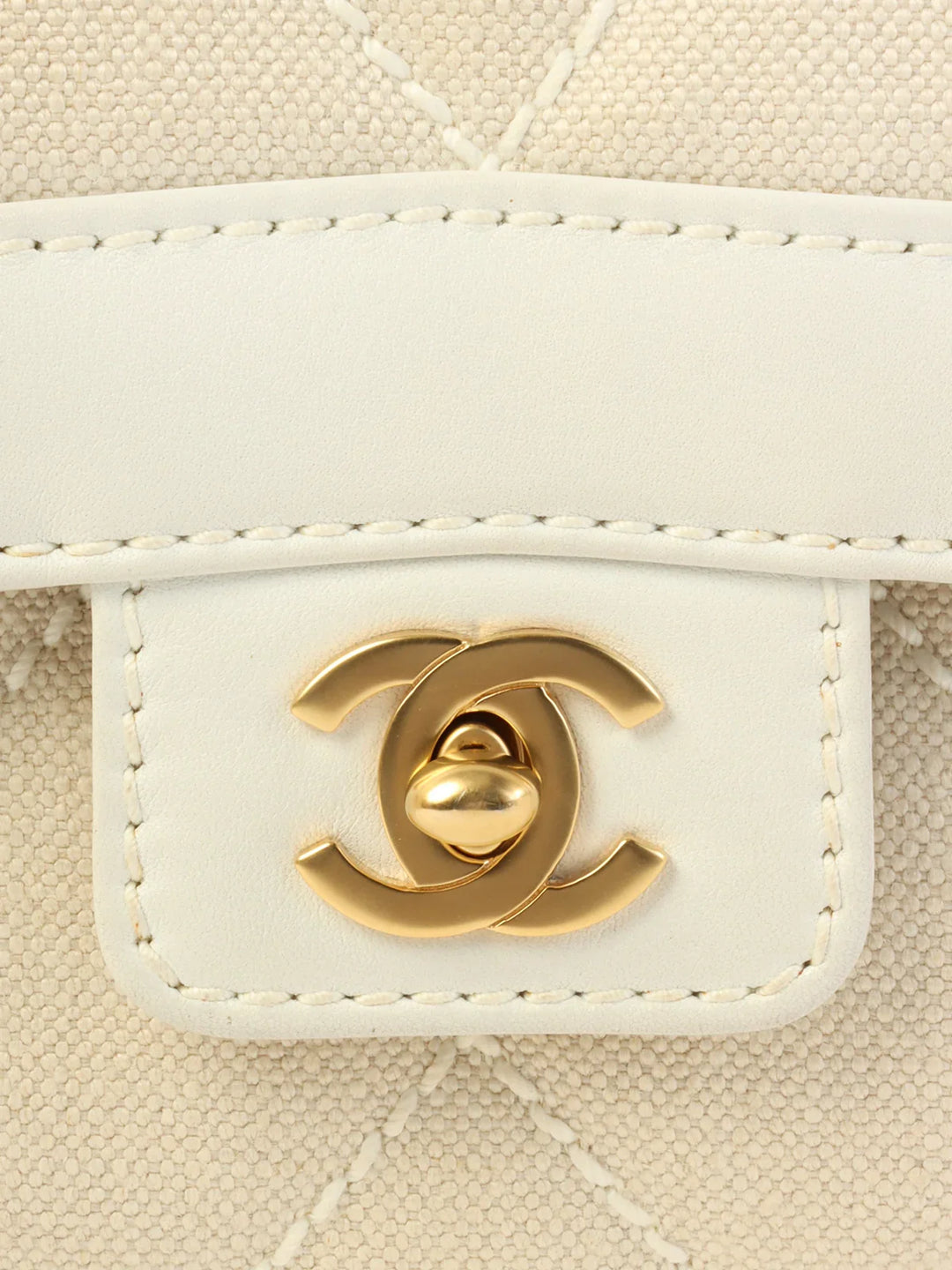 Chanel Around 2004 Made Wild Stitch Turn-Lock Top Handle Bag Ivory/White
