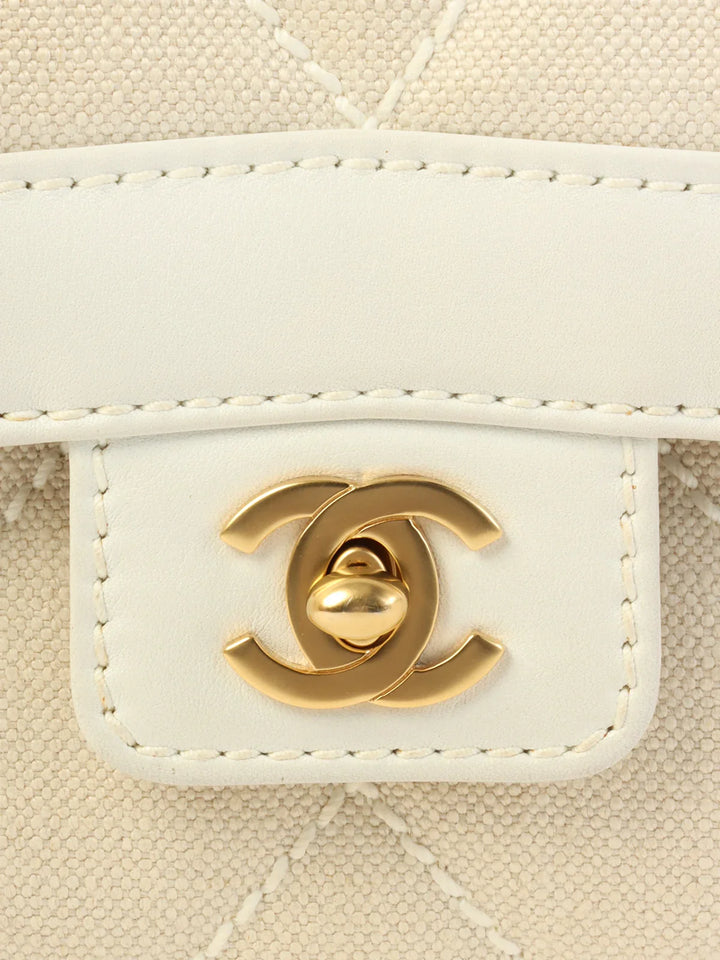 Chanel Around 2004 Made Wild Stitch Turn-Lock Top Handle Bag Ivory/White