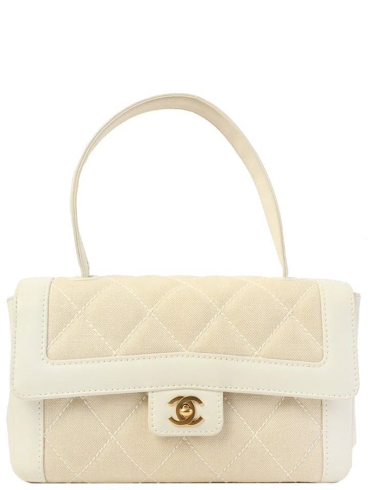 Chanel Around 2004 Made Wild Stitch Turn-Lock Top Handle Bag Ivory/White