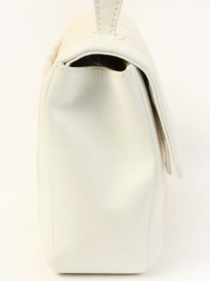 Chanel Around 2004 Made Wild Stitch Turn-Lock Top Handle Bag Ivory/White