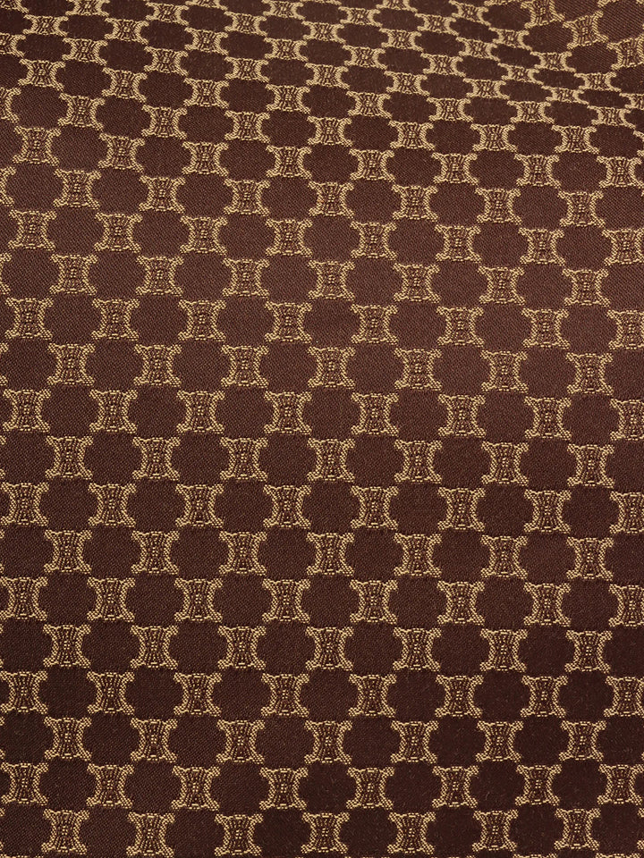 Celine Canvas Crocodeile Embossed Combination Macadam Pattern Logo Plate Tote Bag Brown