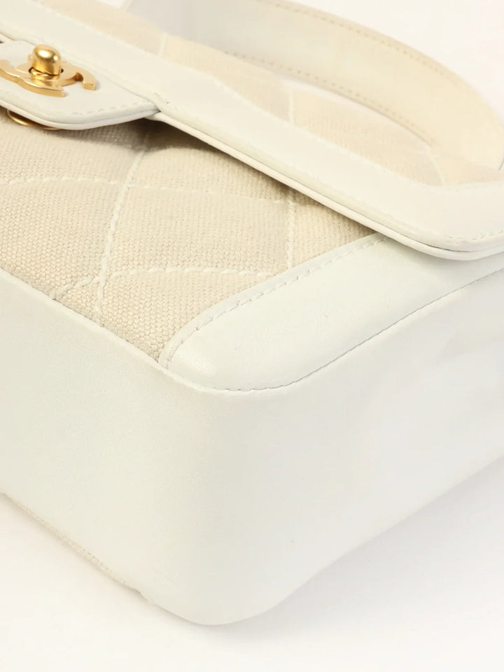 Chanel Around 2004 Made Wild Stitch Turn-Lock Top Handle Bag Ivory/White