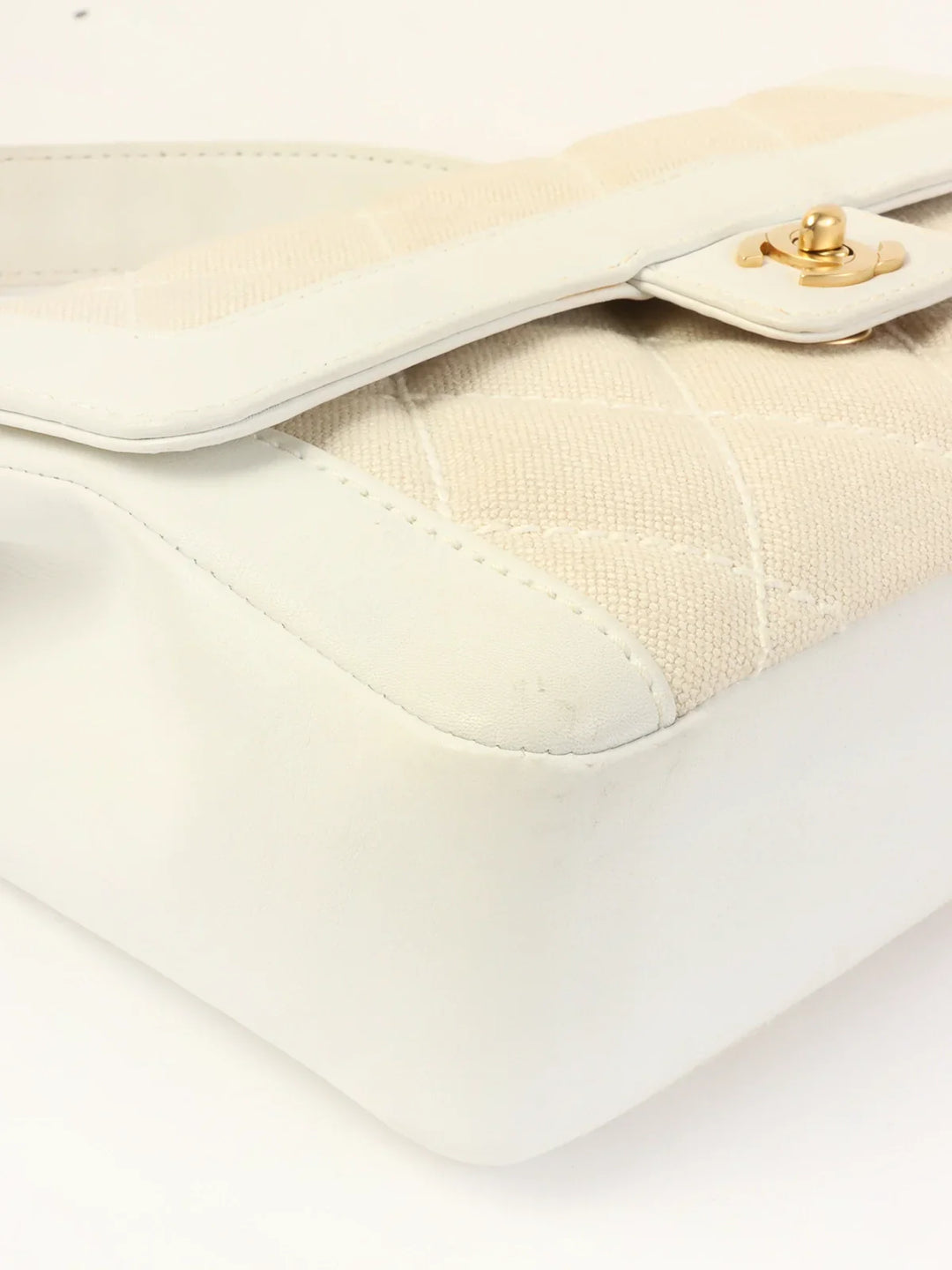 Chanel Around 2004 Made Wild Stitch Turn-Lock Top Handle Bag Ivory/White