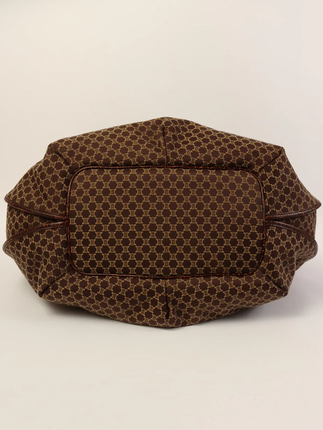 Celine Canvas Crocodeile Embossed Combination Macadam Pattern Logo Plate Tote Bag Brown