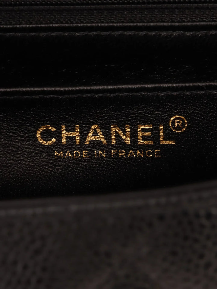 Chanel Around 2001 Made Caviar Skin Turn-Lock Top Handle Bag Black