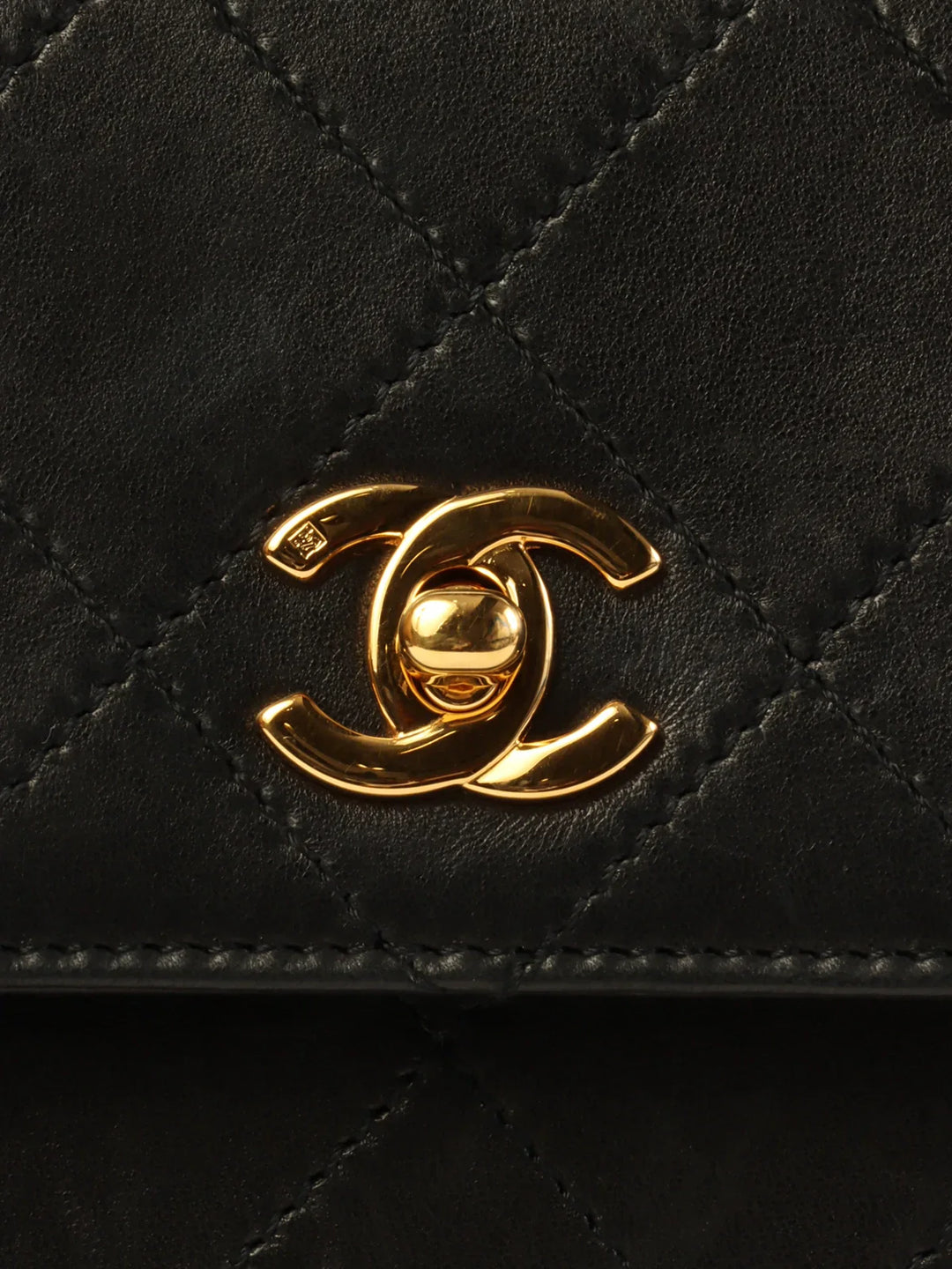 Chanel Around 1998 Made Turn-Lock Top Handle Bag Black