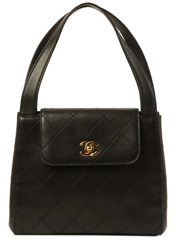 Chanel Around 1998 Made Turn-Lock Top Handle Bag Black