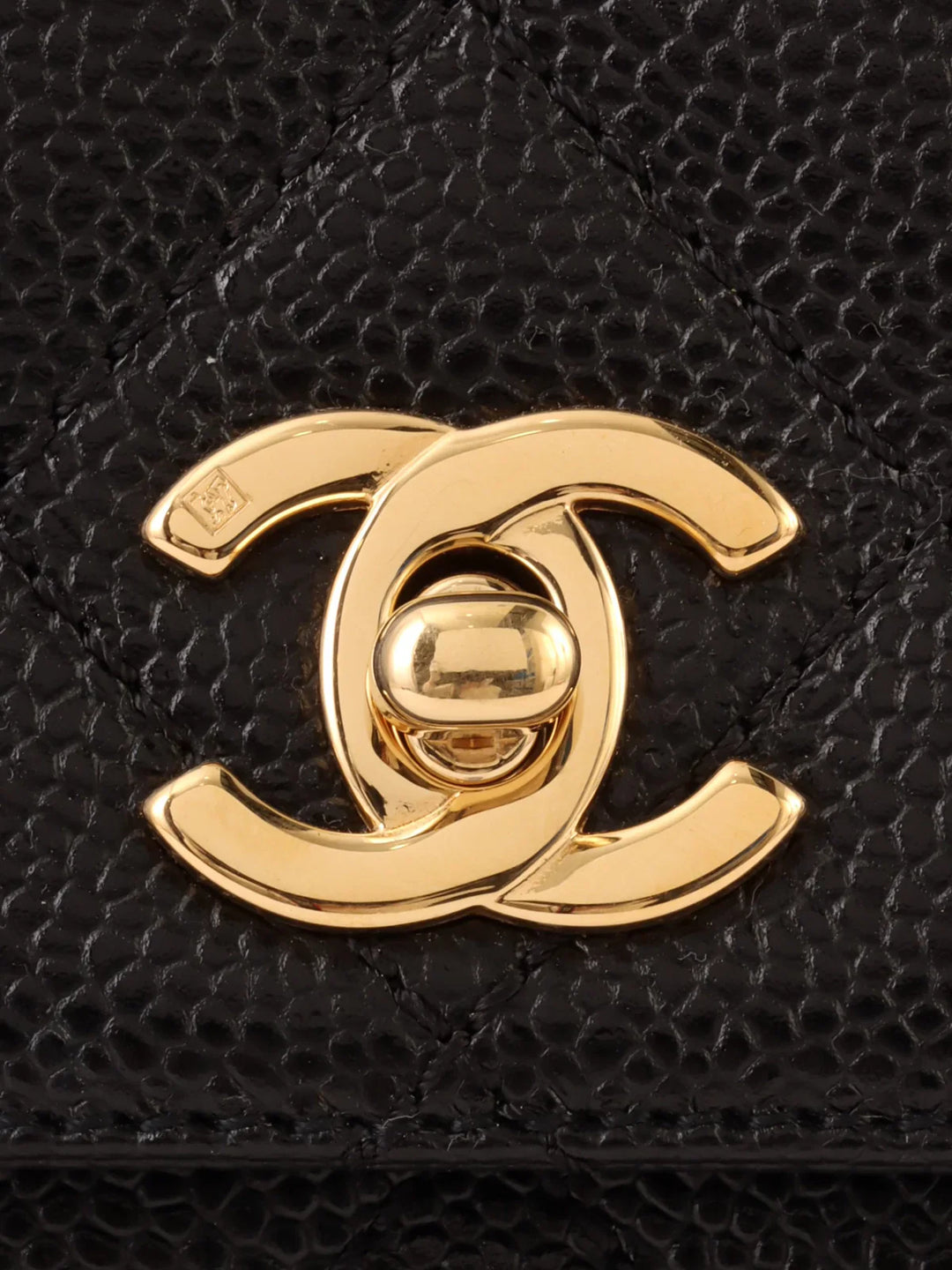 Chanel Around 2001 Made Caviar Skin Turn-Lock Top Handle Bag Black