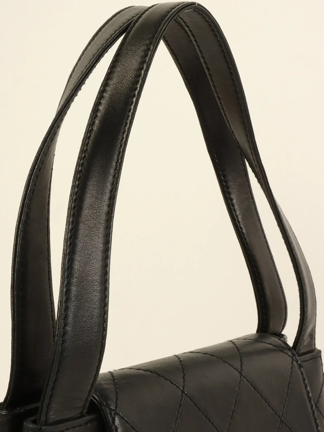 Chanel Around 1998 Made Turn-Lock Top Handle Bag Black