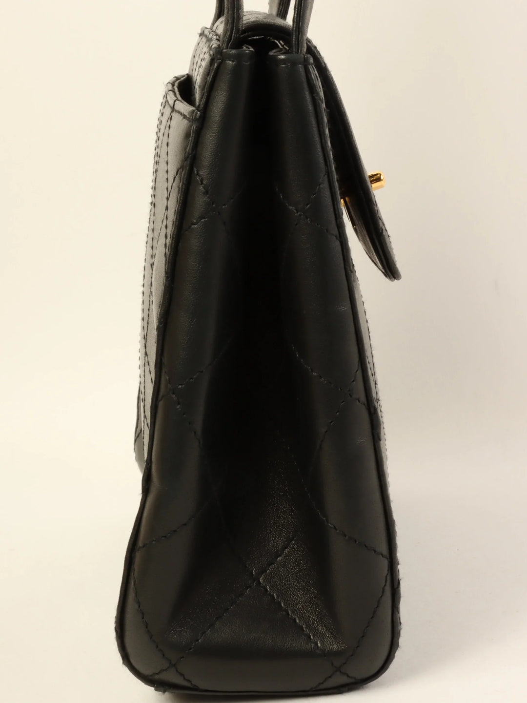 Chanel Around 1998 Made Turn-Lock Top Handle Bag Black