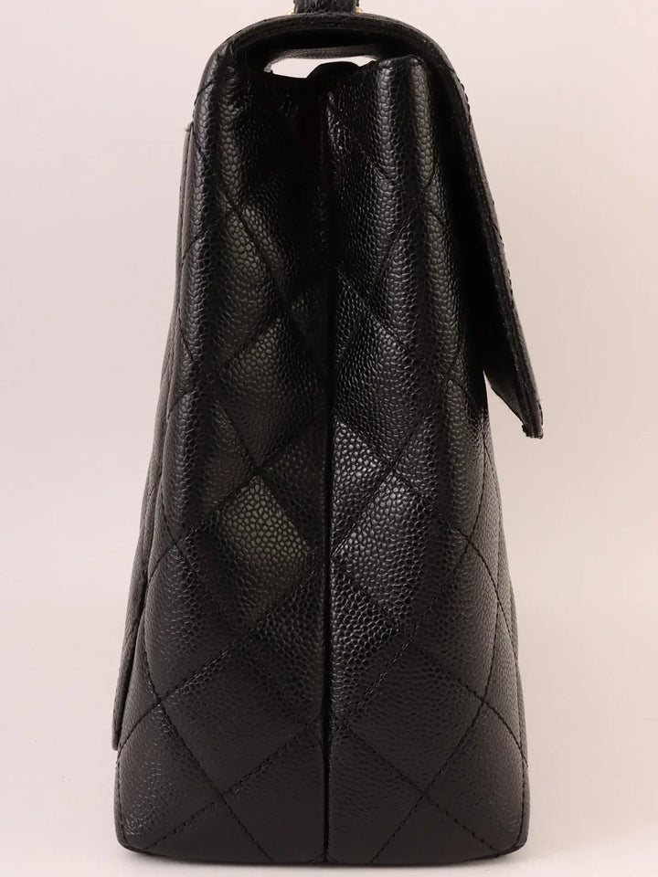 Chanel Around 2001 Made Caviar Skin Turn-Lock Top Handle Bag Black