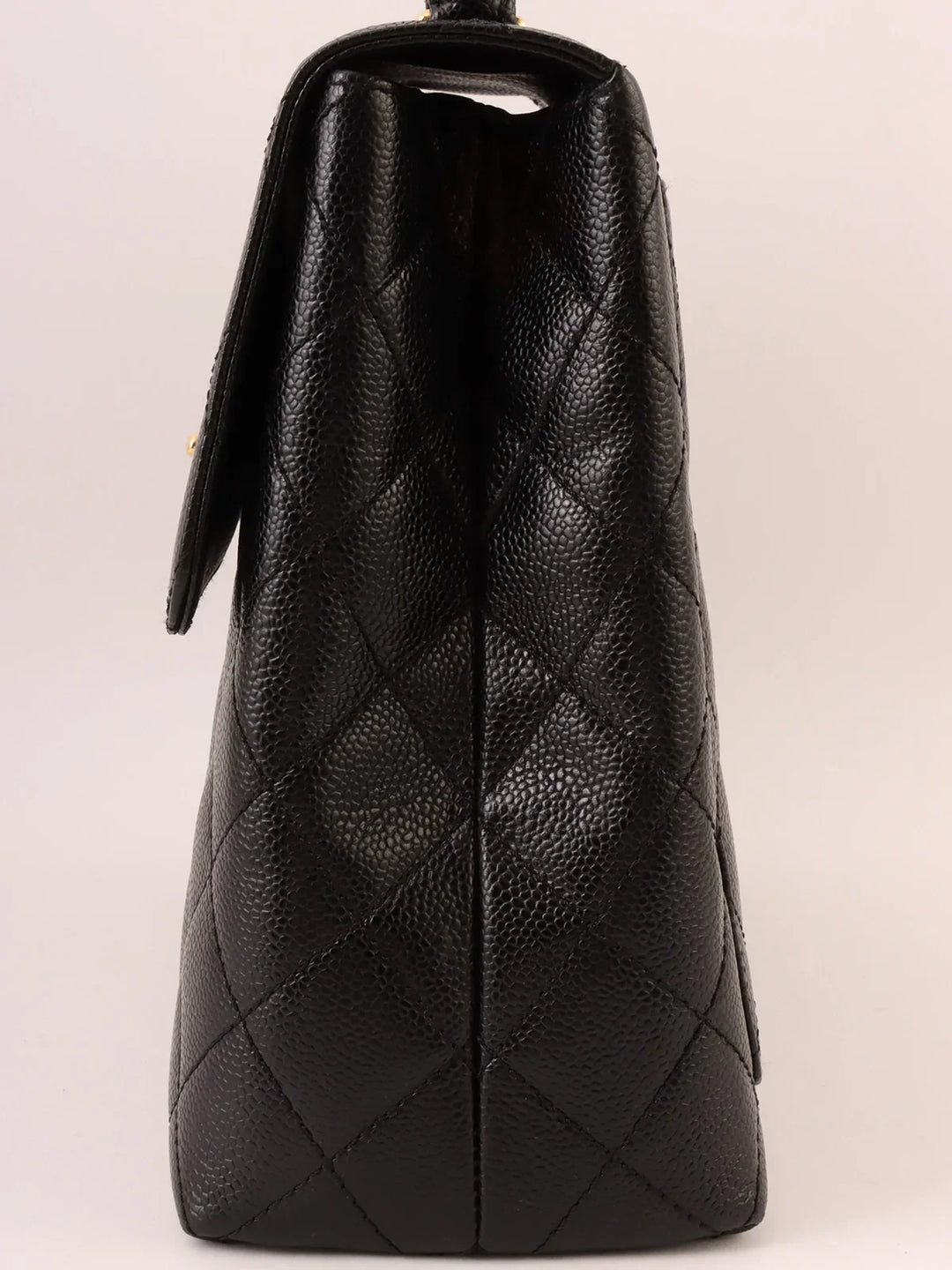 Chanel Around 2001 Made Caviar Skin Turn-Lock Top Handle Bag Black