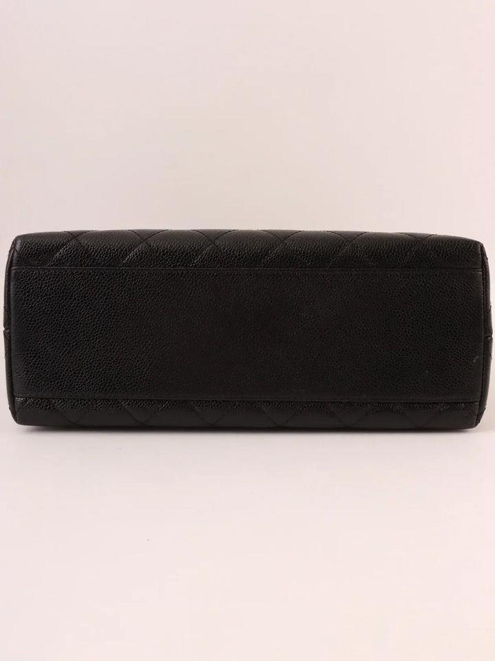 Chanel Around 2001 Made Caviar Skin Turn-Lock Top Handle Bag Black