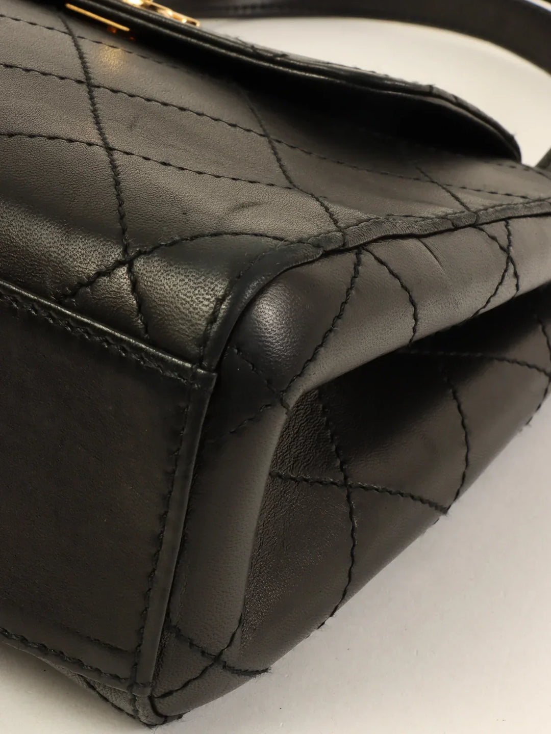 Chanel Around 1998 Made Turn-Lock Top Handle Bag Black