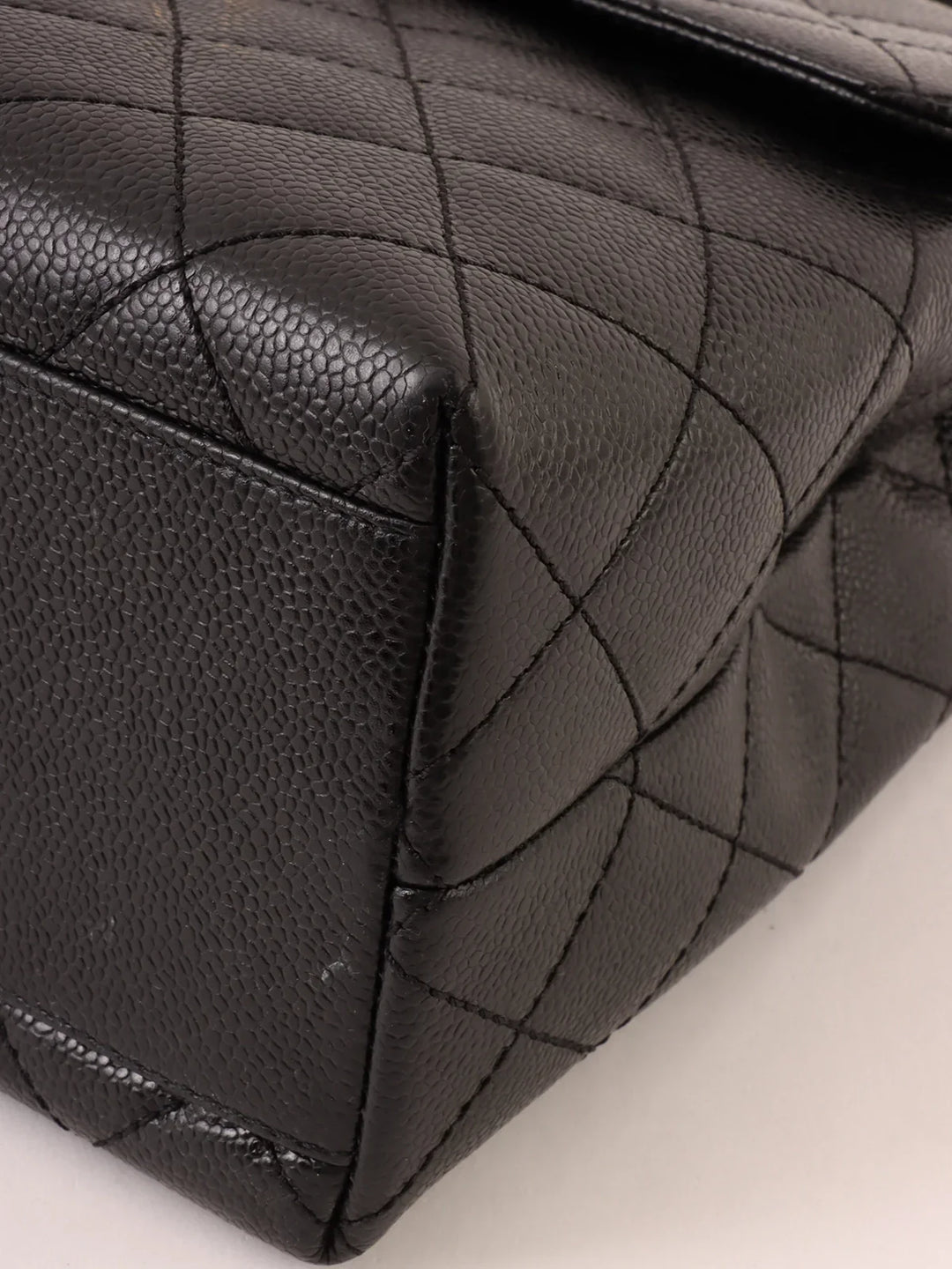 Chanel Around 2001 Made Caviar Skin Turn-Lock Top Handle Bag Black