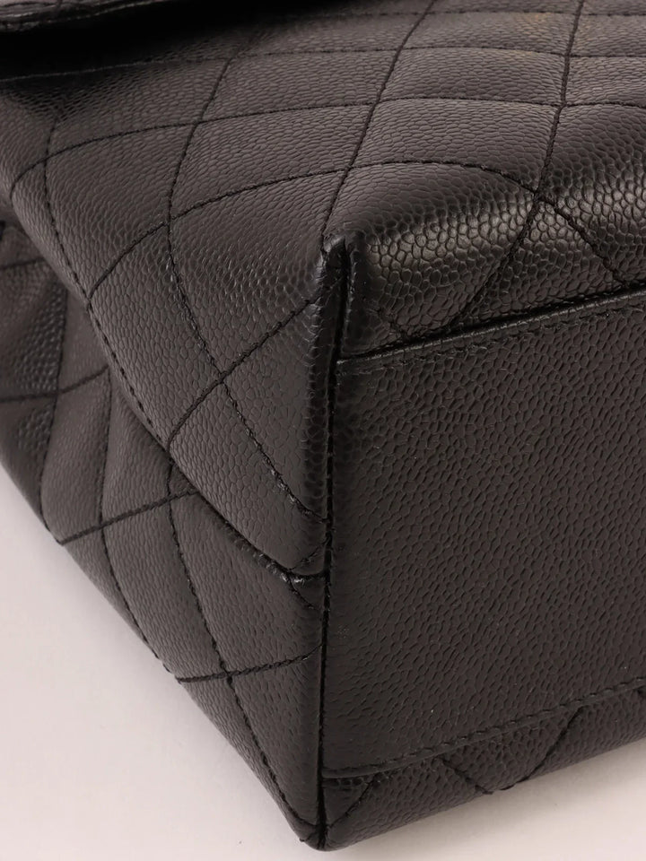 Chanel Around 2001 Made Caviar Skin Turn-Lock Top Handle Bag Black