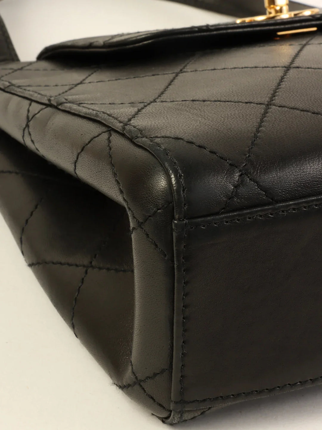 Chanel Around 1998 Made Turn-Lock Top Handle Bag Black