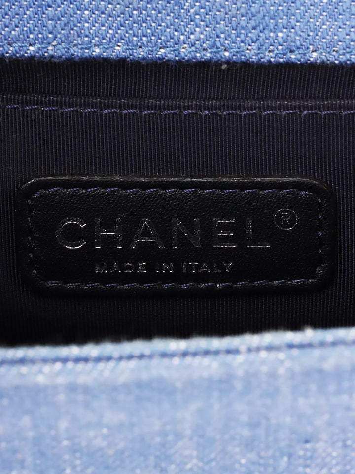 Chanel Around 2014 Made Boy  Chain Shoulder Bag Blue