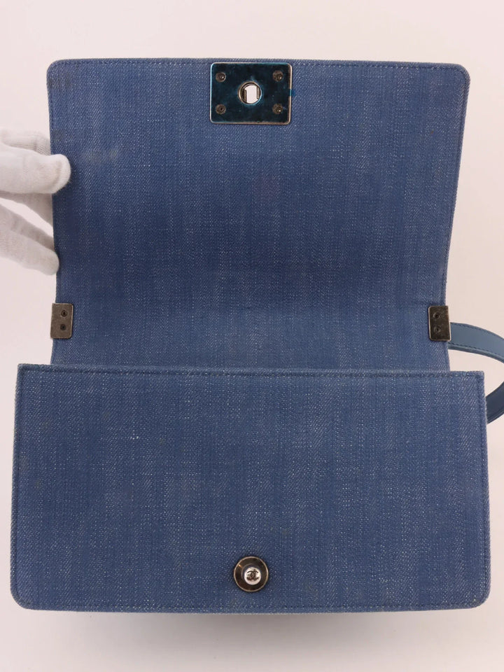 Chanel Around 2014 Made Boy  Chain Shoulder Bag Blue