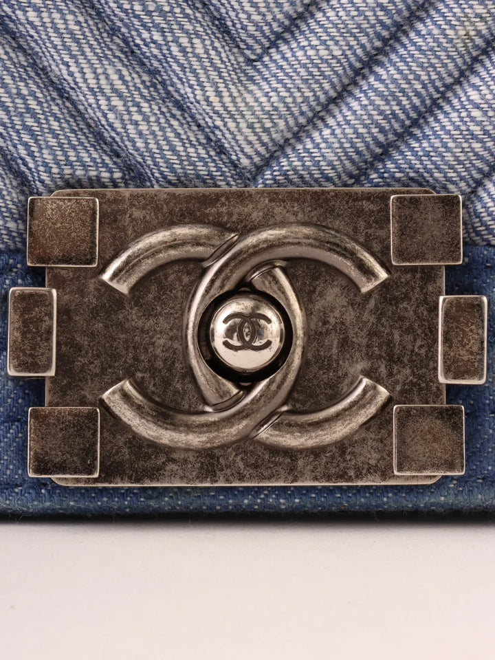 Chanel Around 2014 Made Boy  Chain Shoulder Bag Blue